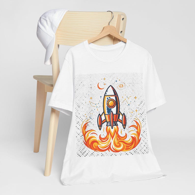 Space Rocket Launching Stars - Tshirt image 3