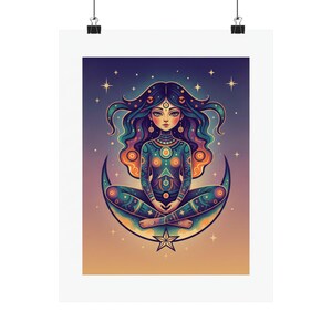 Moon Child Poster, Astrology Wall Art, Celestial Moon Phases Print, Zodiac Nursery Decor, Boho Moon Poster image 1