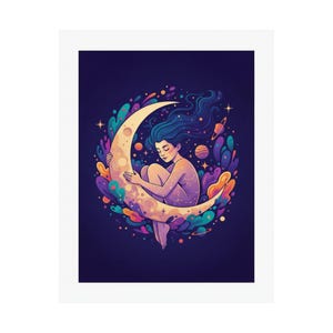 Moon Child Poster, Celestial Astrology Wall Art, Zodiac Star Sign Print, Boho Moon Phase Decor, Spiritual Room Decor bild 2