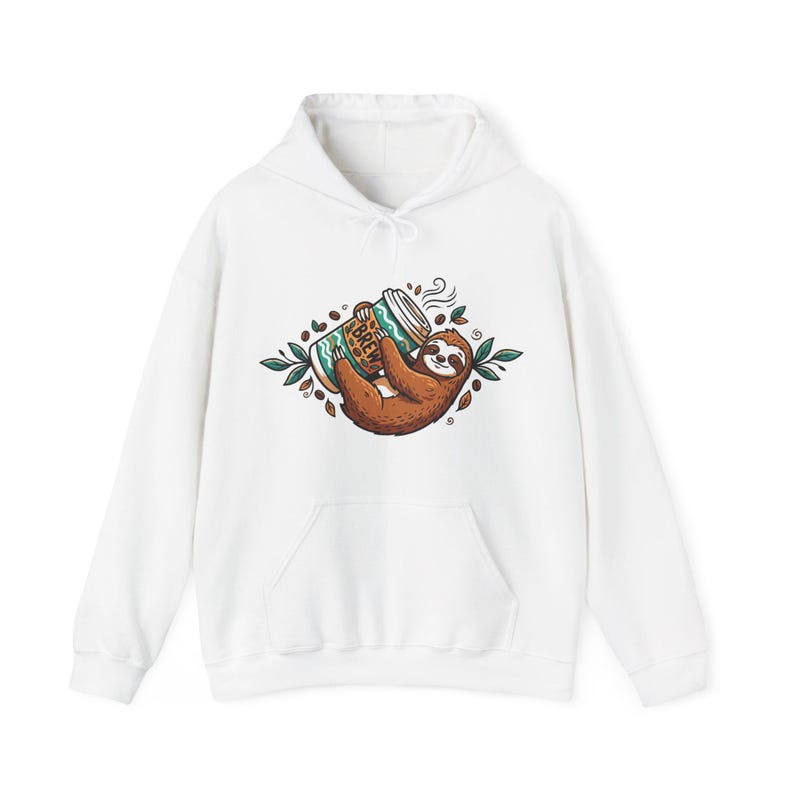 Cute Sloth Hanging On Coffee Cup - Hoodie zdjęcie 1