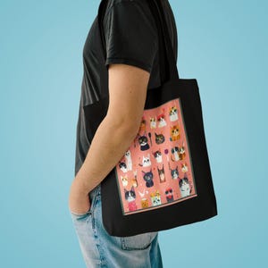 Crazy Cat Lady Tote Bag | Funny Cat Lover Gift | Cat Mom Canvas Bag | Cat Themed Bag image 3