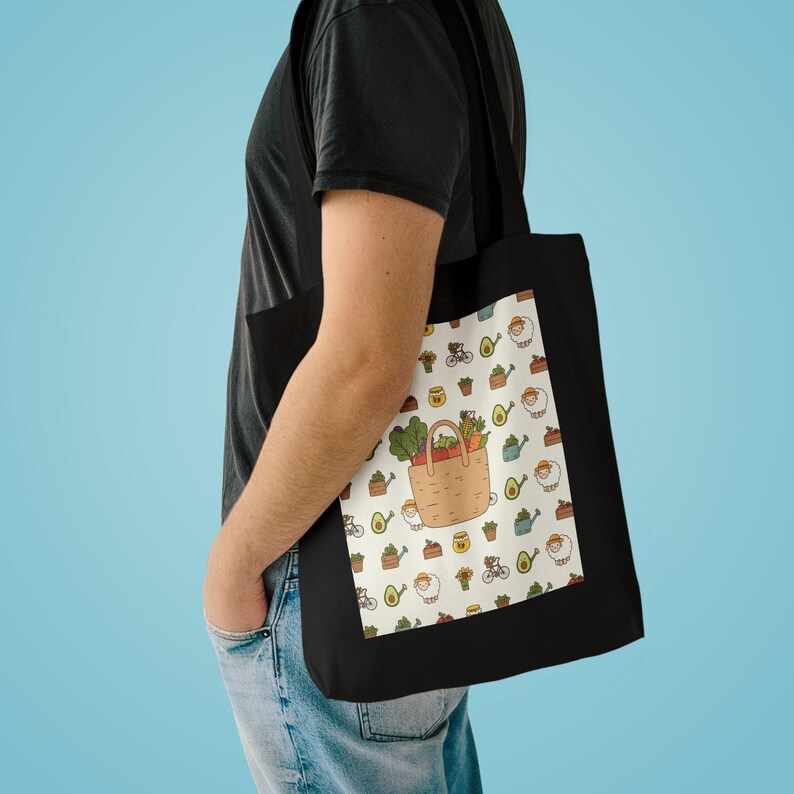 Farmers Market Vibes Tote Bag | Reusable Grocery Bag | Canvas Tote | Eco Friendly Shopping Bag | Produce Tote image 3