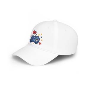 Retro Gamer Baseball Cap, Pixel Heart Controller Hat, Geeky Video Game Apparel, Pixel Art Star Dad Hat, Gamer Gift image 2