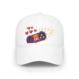 Retro Gamer Baseball Cap Pixel Heart Star Controller Hat Video Game Geek Apparel image 1