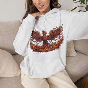 Mystical Phoenix Rising From Flames - Hoodie bild 4