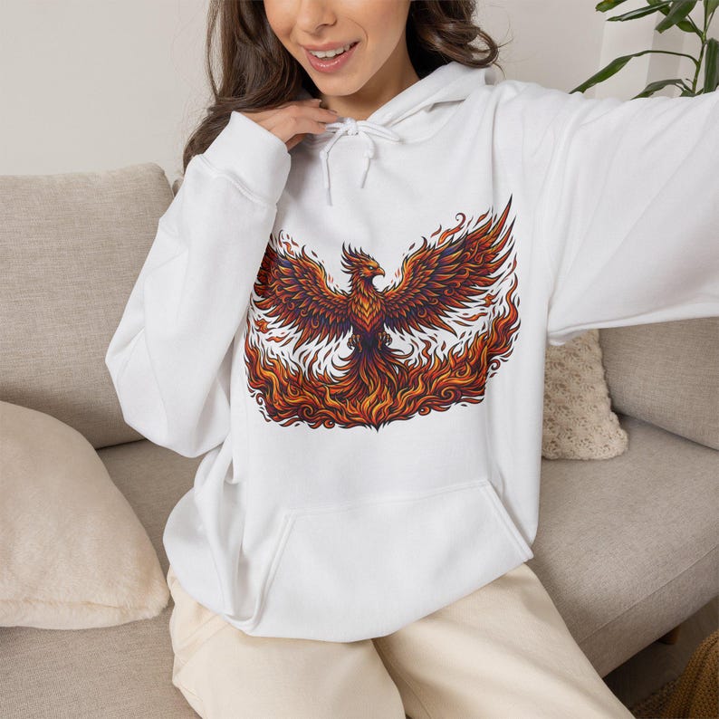 Mystical Phoenix Rising From Flames - Hoodie bild 4