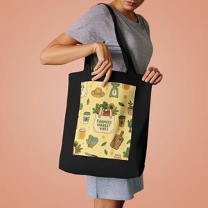 Farmers Market Tote Bag, Canvas Grocery Bag, Reusable Shopping Bag, Vegetable Market Vibes, Eco Friendly Tote bild 4