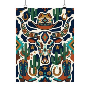 Cow Print Western Style - Poster imagen 1
