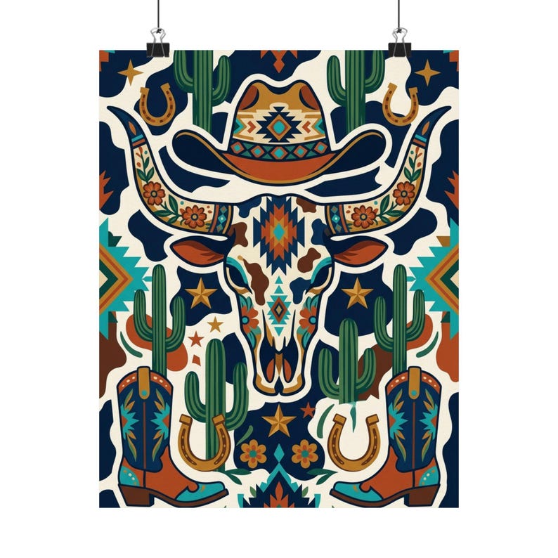 Cow Print Western Style - Poster imagen 1