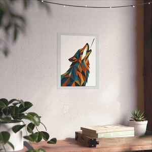 Minimalist Geometric Wolf Howling - Poster image 6