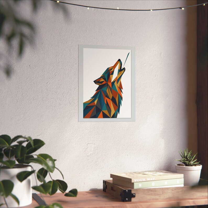 Minimalist Geometric Wolf Howling - Poster image 6