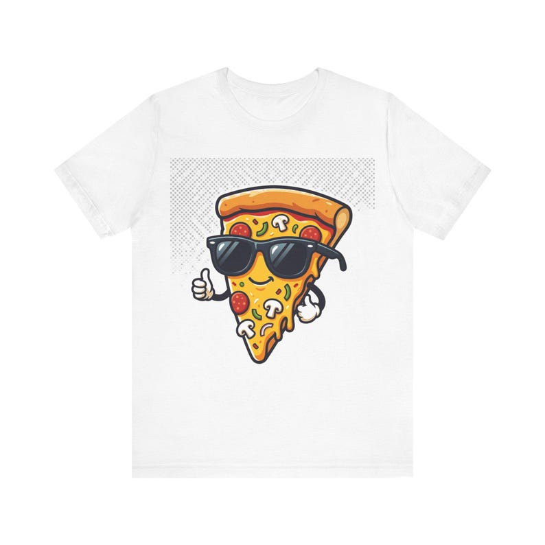 Funny Pizza Slice Wearing Sunglasses - Tshirt image 1