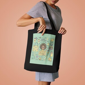 Crazy Cat Lady Tote Bag | Funny Cat Lover Gift | Canvas Tote Bag for Women | Cat Mom Bag | Book Tote afbeelding 4