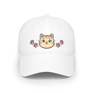 Cute Cat Face Baseball Cap With Whiskers & Paw Prints Cat Lover Adjustable Hat Cat Mom Dad Kitty Animal Lover Gift image 1