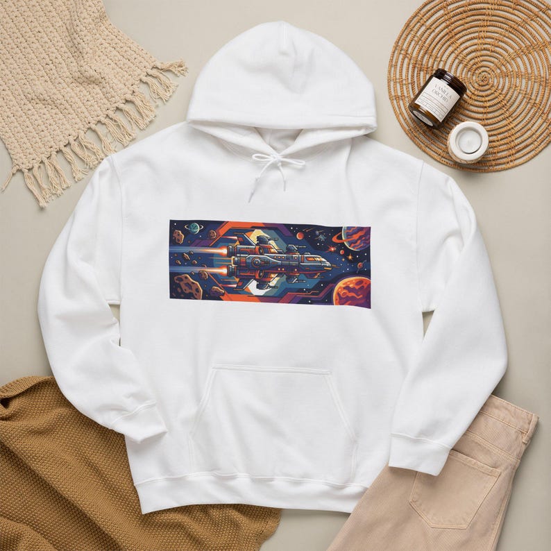 Retro Arcade Spaceship - Hoodie afbeelding 4