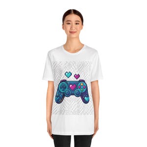 Gamer Controller Pixel Hearts - Tshirt afbeelding 3