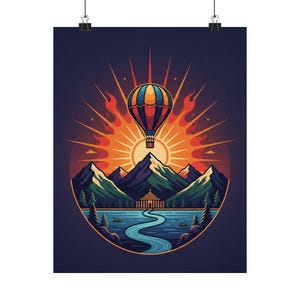 Adventure Awaits Travel Poster | Mountain Landscape Wall Art | Wanderlust Decor image 1