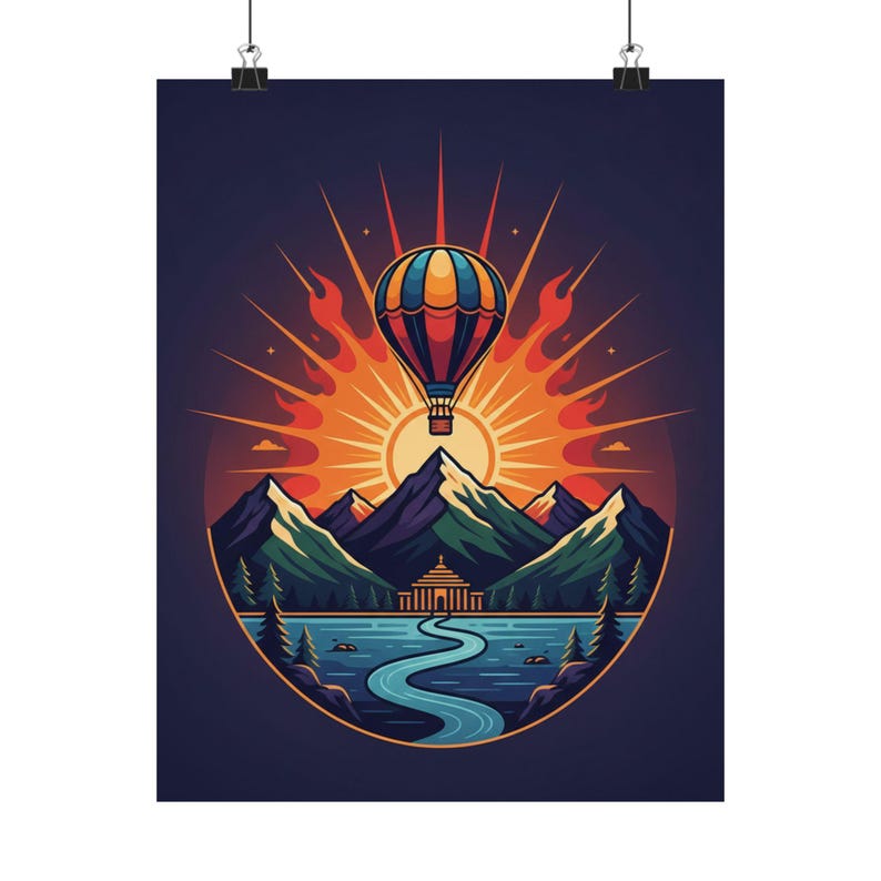 Adventure Awaits Travel Poster | Mountain Landscape Wall Art | Wanderlust Decor image 1