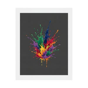 Abstract Color Splash Poster, Vibrant Modern Wall Art, Contemporary Colorful Painting for Living Room Decor image 2
