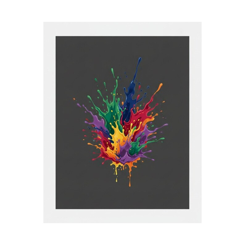 Abstract Color Splash Poster, Vibrant Modern Wall Art, Contemporary Colorful Painting for Living Room Decor image 2