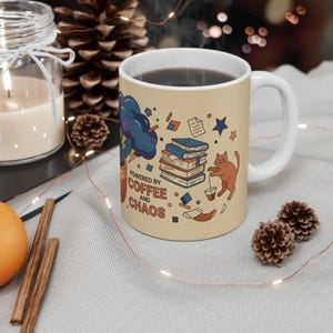 Powered by Coffee and Chaos Mug, Funny Teacher Mug, Teacher Gift, Ceramic Coffee Cup, Teacher Appreciation Gift image 4