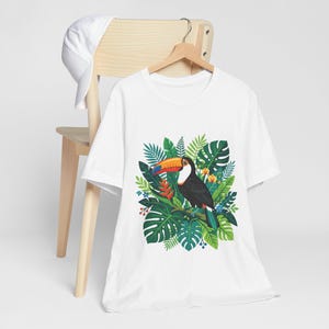 Jungle Toucan Among Tropical Leaves - Tshirt image 4
