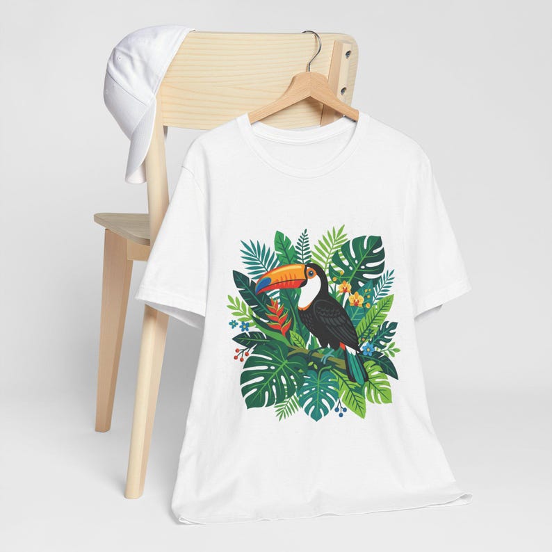 Jungle Toucan Among Tropical Leaves - Tshirt image 4