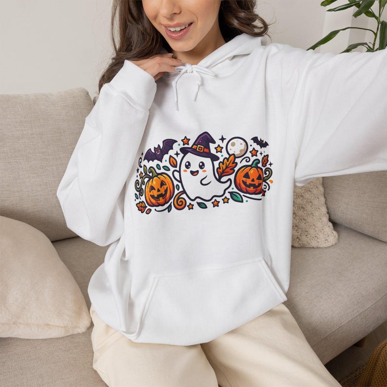 Cute Ghost Boo Halloween - Hoodie 画像 5
