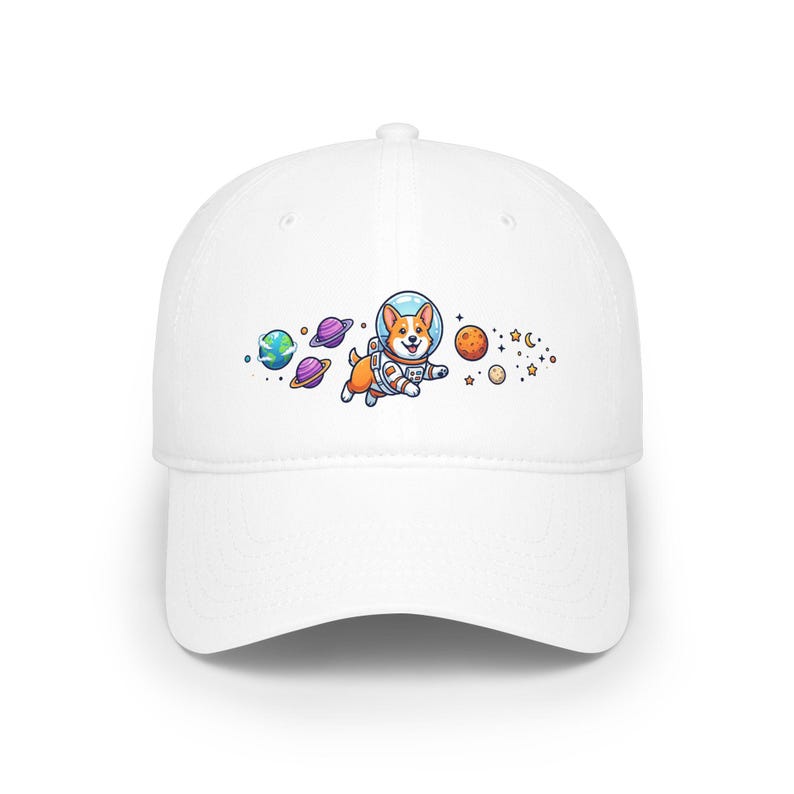 Corgi Astronaut Baseball Cap, Space Dog Lover Hat, Cute Corgi Floating Planets Cap, Dog Dad Gift, Galaxy Dog Embroidery zdjęcie 1