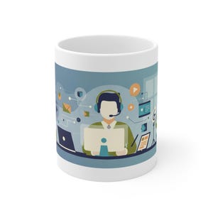 Funny Work From Home Mug, Professional Video Call Participant Coffee Cup, WFH Office Gift, Funny Mug for Coworkers image 1