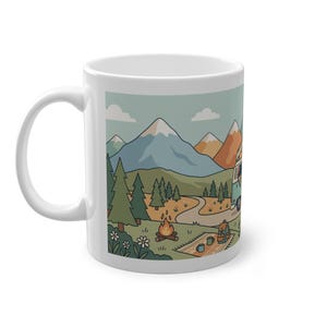 Vintage Travel Camper Van Mountains - Mug afbeelding 2