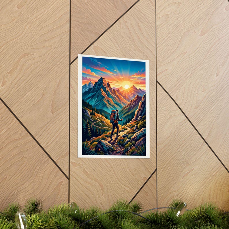 Mountain Sunrise Hiker - Poster Bild 5