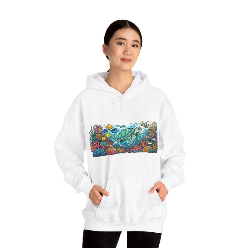 Tropical Sea Turtle Coral Reef - Hoodie imagen 6