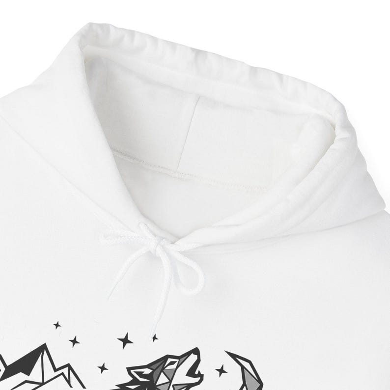 Minimalist Geometric Wolf Howling - Hoodie image 3