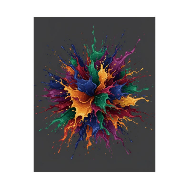 Abstract Color Splash Poster, Modern Wall Art Print, Vibrant Colorful Decor image 2