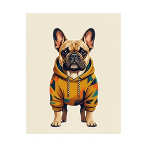 French Bulldog Wearing Hoodie - Poster image 2