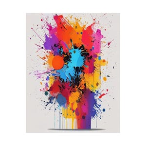 Abstract Color Splash Poster, Vibrant Wall Art, Modern Colorful Print, Neon Aesthetic Decor Bild 2