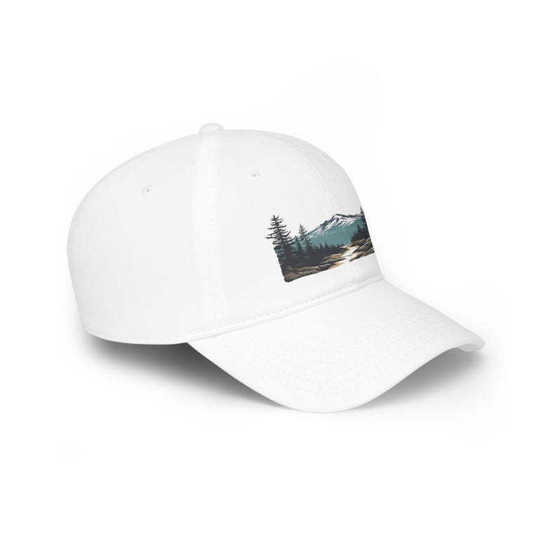 Mountain Sunrise Pine Tree Hiking Trail Embroidered Baseball Cap | Outdoor Adventure Nature Lover Trucker Hat | No Text bild 3