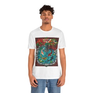 Koi Pond Japanese Garden Watercolor - Tshirt imagen 6