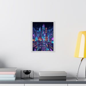 Cyberpunk Neon City Skyline At Night - Poster imagen 8