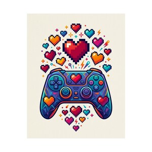Gamer Controller Pixel Hearts - Poster imagen 2