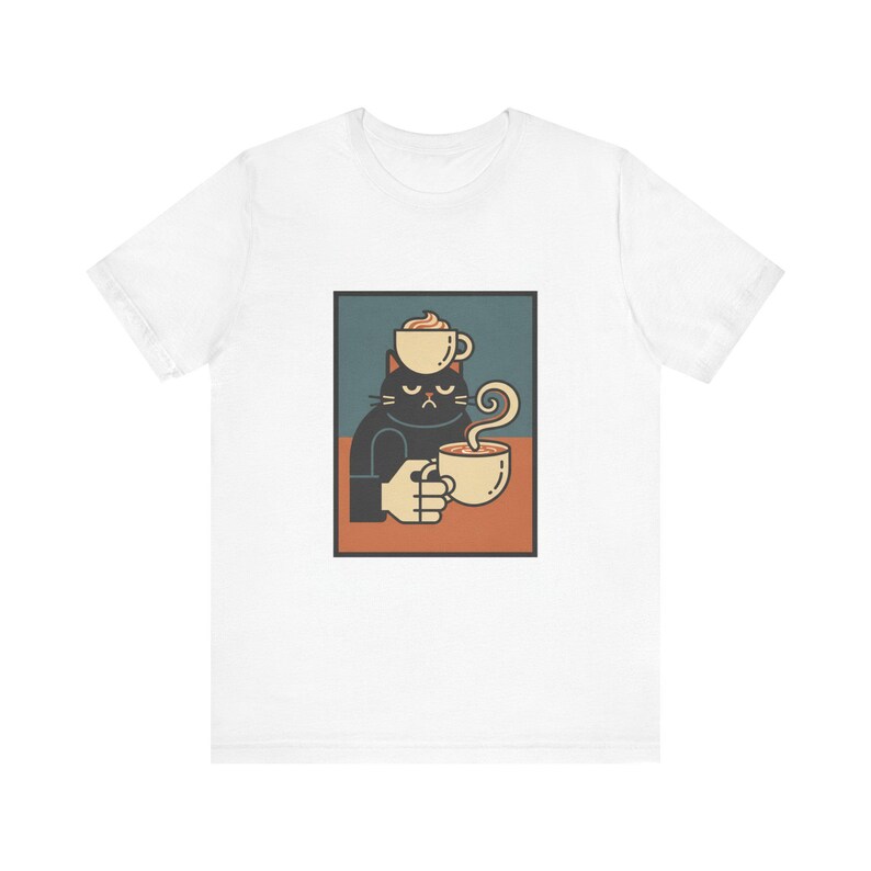 Sarcastic Cat Owner Coffee Addict T-Shirt Funny Cat Lover Shirt image 1