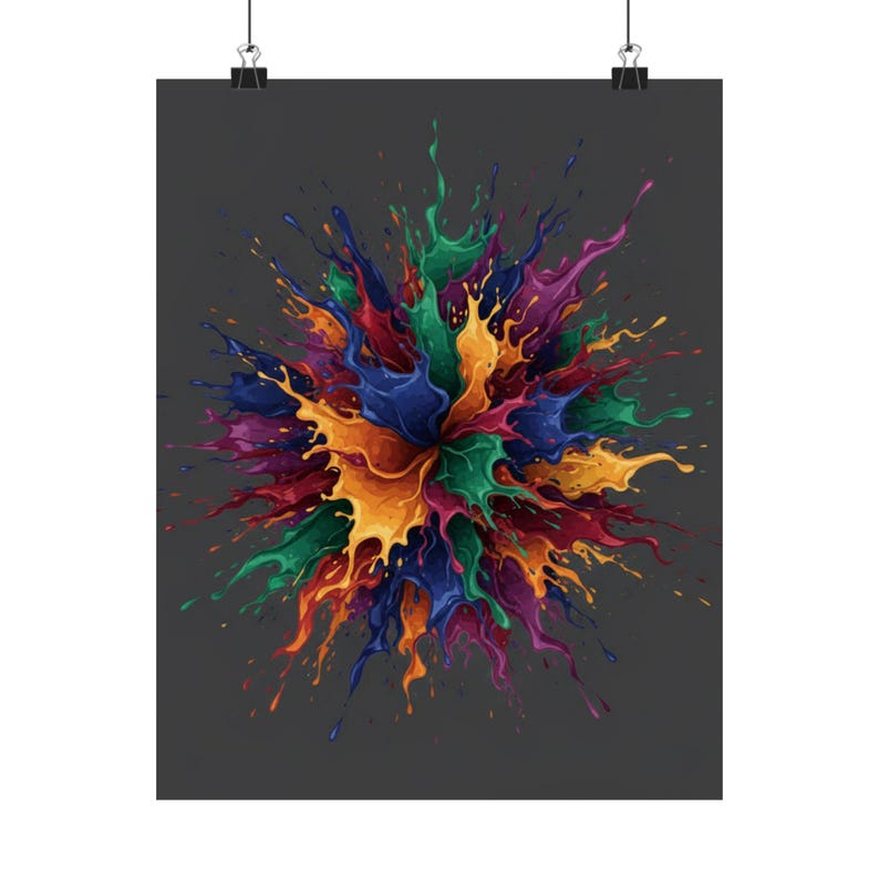 Abstract Color Splash Poster, Modern Wall Art Print, Vibrant Colorful Decor image 1