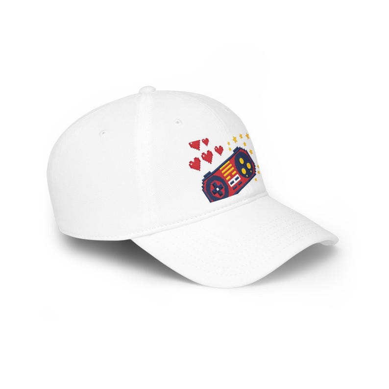 Retro Gamer Baseball Cap Pixel Heart Star Controller Hat Video Game Geek Apparel image 3