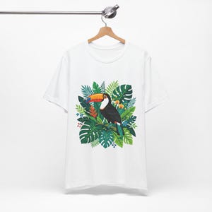 Jungle Toucan Among Tropical Leaves - Tshirt image 3
