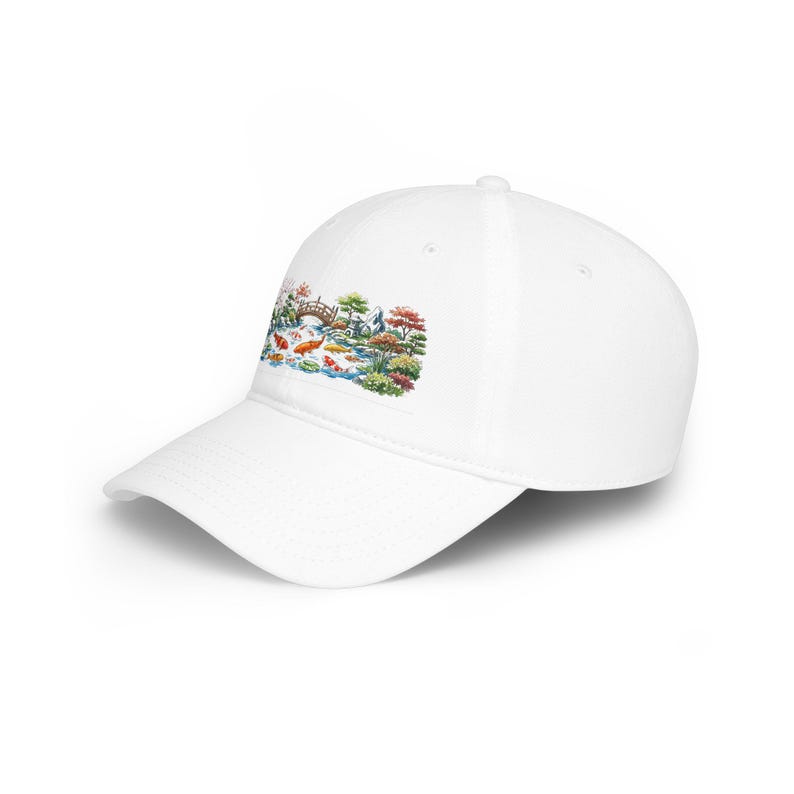 Koi Pond Japanese Garden Watercolor - Cap image 2