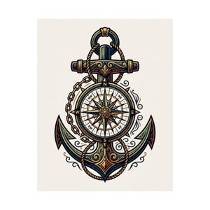 Nautical Anchor And Compass - Poster image 2