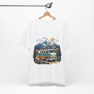 Vintage Travel Camper Van Mountains - Tshirt image 3