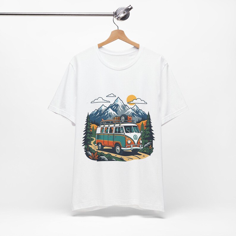 Vintage Travel Camper Van Mountains - Tshirt image 3