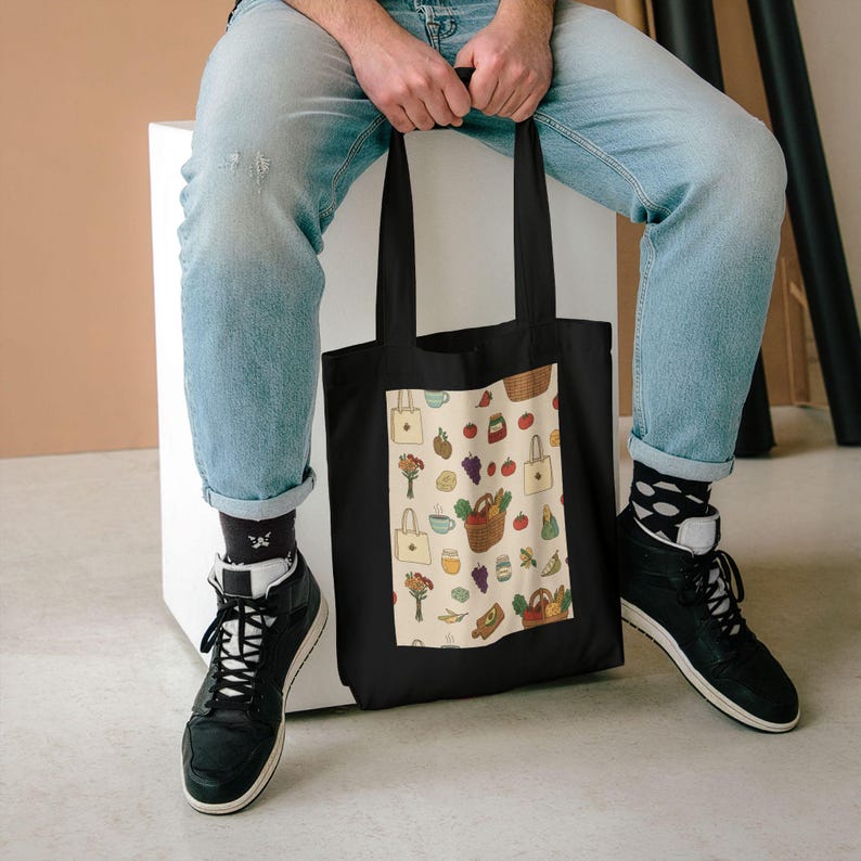 Farmers Market Tote Bag, Canvas Grocery Bag, Reusable Shopping Bag, Farmer Market Vibes, Vegetable Bag, Eco Friendly Tot image 5
